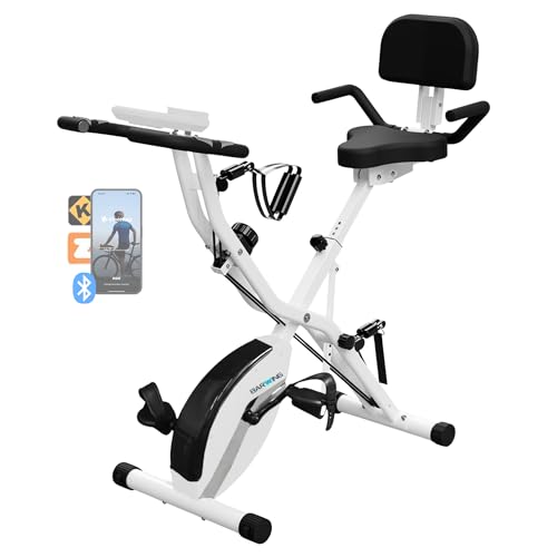 Image of BARWING Stationary Exercise Bike for Home Workout, 5 IN 1 Foldable Indoor Cycling Bike for Seniors, 350LB Capacity, 16-Level Magnetic Resistance, Seat Backrest Adjustments