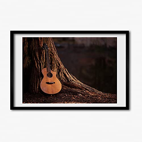Cadre photo MDF Tulup 60x40 cm avec affiche de guitare acoustique moderne