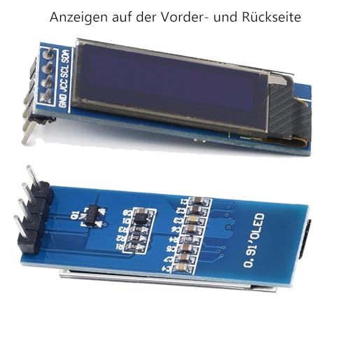 GERUI 3 stück 0,91-Zoll OLED LCD Anzeigemodul Bildschirm Winziges Modul IIC 128×32 LCD Anzeigegerät kompatibel mit kompatibel mit Arduino und anderen Mikrocontollern, 3,3v-5V Weiß