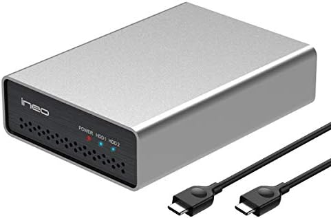 ineo USB 3.1 Gen 2 Type C Dual Bay 2.5” SATA RAID Hard Drive Enclosure [C2570 RAID]