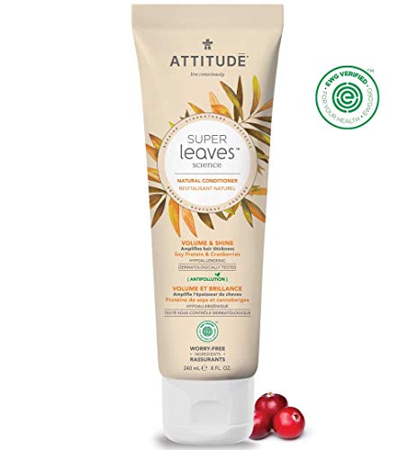 ATTITUDE Super Leaves, Hypoallergenic Volume & Shine Conditioner, Soy Protein & Cranberries, 8