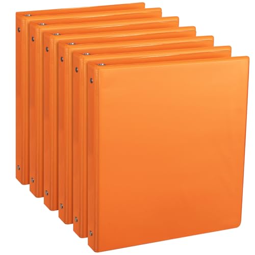 CIXILDTS 0.5-inch Round Ring Binder Durable 1/2 3 Ring Binder Fit Letter Size Paper Orange 6-Pack