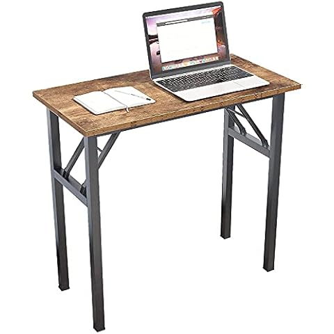 DlandHome 31.5 Inches Small Folding Computer Desk for Home Office Folding Table Writing Table for Small Spaces Study Table Laptop Desk No Assembly Required Black (Retro) Cover