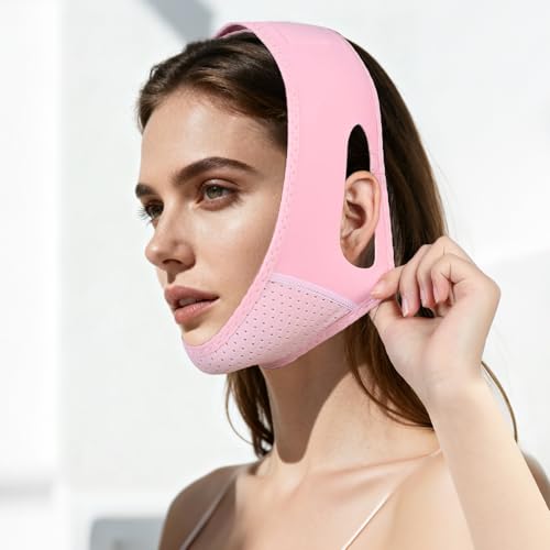 V-Line Gesichtsmaske gegen Doppelkinn Straffende Kinnband Maske Gesichtsstraffungsband für definierte Kontur Hautfreundlich & Atmungsaktiv