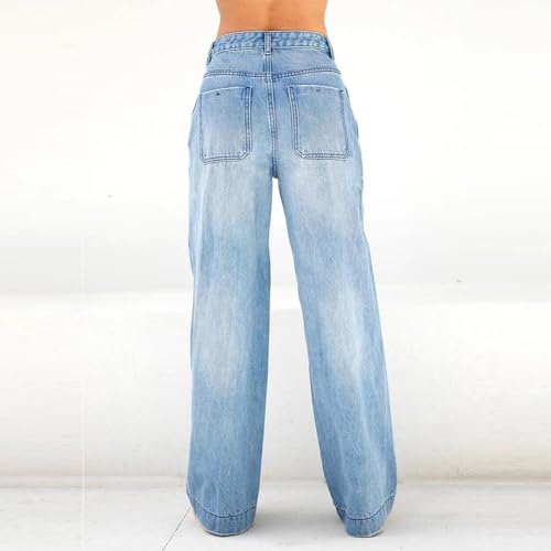 Straight Leg Jeans for Women,High Waisted Wide Leg Loose Boyfried Denim Pants2