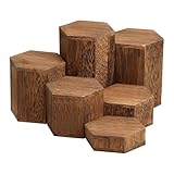 【Forme Hexagonale Design Distinctif】: Support de présentation en bois adopte une forme hexagonale originale qui offre des angles de vue multiples et une esthétique contemporaine adaptée aux vitrines commerciales ou présentoirs domestiques
