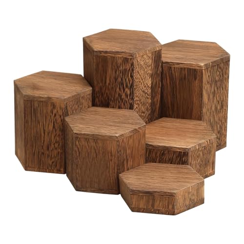 Hellery Lot de 6 Socle de Présentation Hexagonal en Bois, Support d'Exposition pour Figurines et...