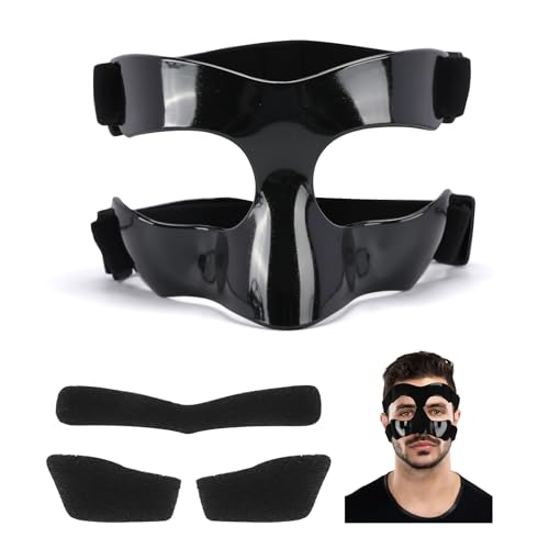 STFALI Nasenmaske Fussball, Nasenschutz Gesichtsschutz für Gebrochene Nase, Volleyball Nasenschutz, Verstellbarer Gesichtsschutz mit Polsterung, für Unisex Erwachsene (Schwarz-2)