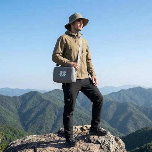 Focenat Tasche Kompatibel mit DJI Neo 2, PU Tragetasche Case mit Schultergurt, Leichte Schutztasche Aufbewahrung für Fly More Combo Zubehör, Spritzwasserschutz, Doppelte Reißverschlüsse