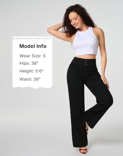 Image of roswear Women's Wide Leg Jeans Casual High Waisted Stretch Baggy Loose Denim Pants