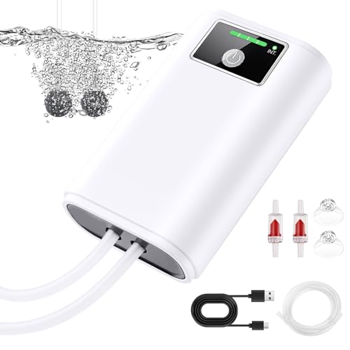 Petbank Bomba de Aire Acuario Portátil, Oxigenador Acuario Recargable Ultra-Silencioso
