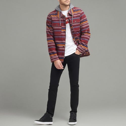 Image of Levi's mens Plaid Sherpa Lined Hooded Shirt Jacket (Regular & Big & Tall Sizes)
