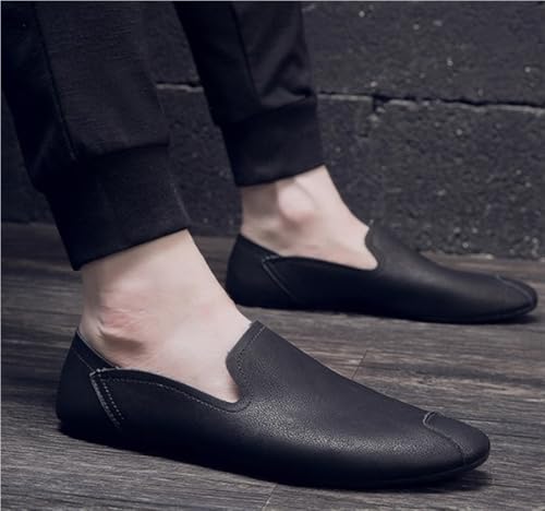 Mens Loafers Shoe Genuine Leather Round Toe Stitching Details Rubber Sole Flat Heel Comfortable Resistant Classic Outdoor Slip On3