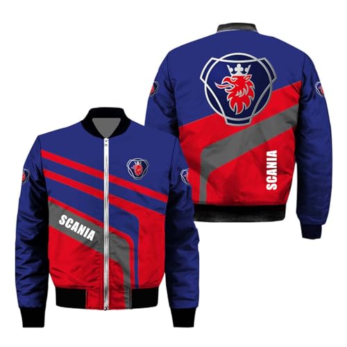 FBWZSAG Heren Varsity 3D Bomberjack Voor S.ca.n.i.a Print Outwear Staande Kraagjas Thermisch Gevoerde Windjacks Rits Cargokleding Comfort Flight Suit-A||L