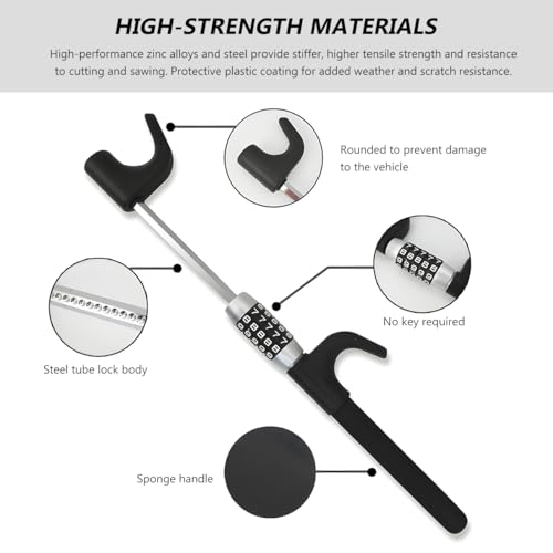 MTRPS Steering Wheel Lock, 5 Coded Combination Anti-Theft Device Heavy Duty Steering Wheel Locks, High-Security Keyless Password Retractable Car Wheel Lock for Most Vehicles