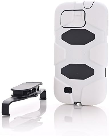 Zahren Technologies White Sport Outdoor Military Heavy Duty Survivor Case Belt Clip For Samsung Galaxy S4 i9500 + Screen Protector
