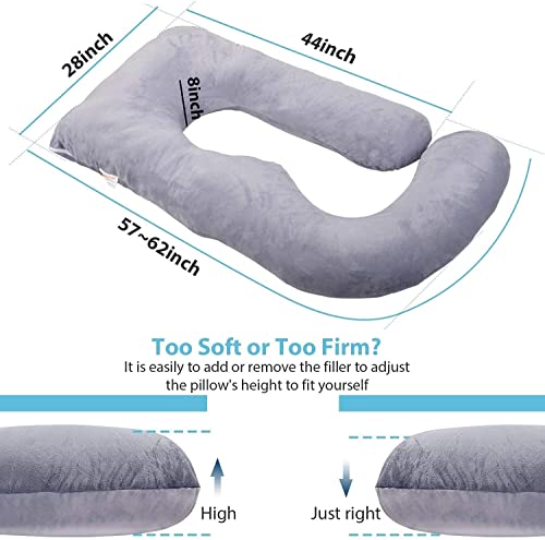 Image of Jcickt Pregnancy Pillow for Sleeping,59 inch Maternity Pillow with Removable Washable Cover,J-Shaped Full Body Pregnant Pillow -Support for Backs,Legs, Belly, HIPS, Improve Sleep-Dark Blue