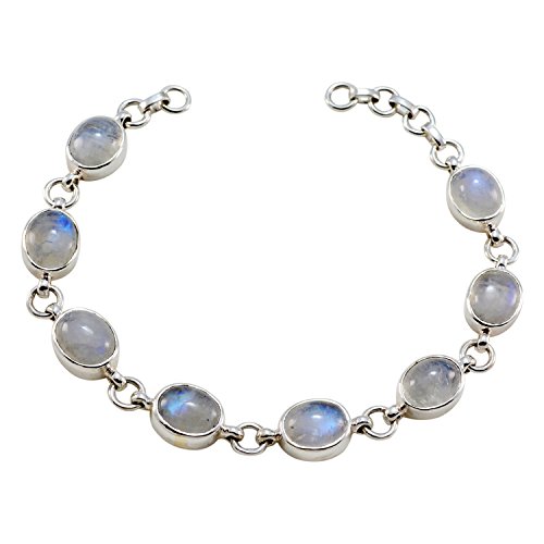 925 argent blanc raninbow pierre de lune cabochon naturel bracelet de pierres précieuses - cadeau de vendeur de bijoux pour enfants pour les bracelets de vendredi noir bon Cover