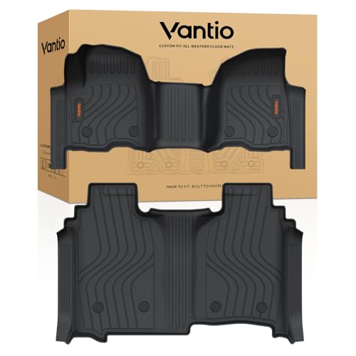 Image of Floor Mats for 2019-2026 Chevy Silverado 1500 & GMC Sierra 1500, 2020-2026 Silverado /Sierra 2500HD 3500HD Crew Cab, Bench Seat, Carpet Floor, Without Rear Under-Seat Storage, TPE Floor Liners