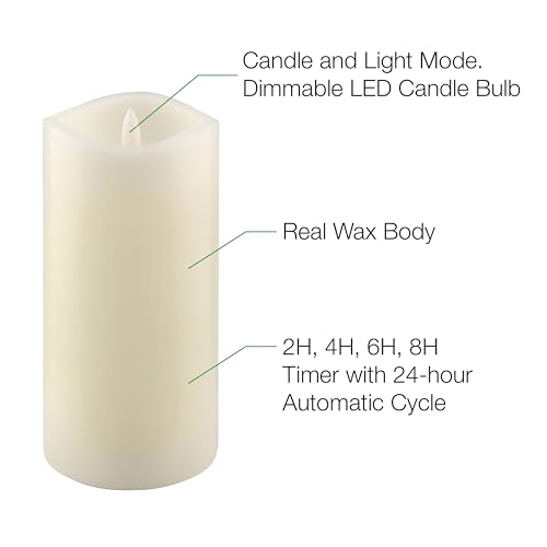 Image of Stonebriar 6 Count Ivory Real Wax 3x6 Flameless LED Pillar Candles with Remote and Timer