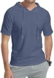 KUYIGO Men's Sweatshirt Hipster Gym Drawstring Hooded Pullover Hoodies Large Blue