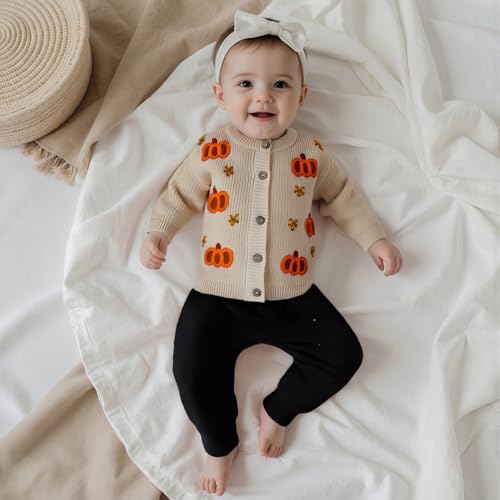 Toddler Baby Halloween Sweater Cardigan Girl Boy Button Down Pumpkin Chunky Knit Knitwear Infant Fall Winter Clothes2