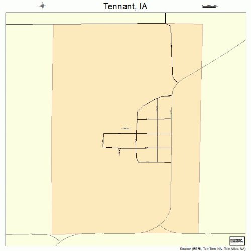 Large Street & Road Map of Tennant, Iowa IA - Printed poster size wall atlas of your home town