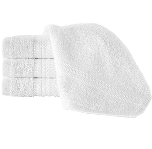 Regal Ruby 4 Pieces Bath Linen Set White Washcloths Quick-Dry, Highly Absorbent, Soft Feel Fingertip Towels, Premium Quality Flannel Face Cloths #TOP11