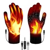 Lomffy Guanti riscaldati USB per Donne Uomini, Lavorare a maglia Guanti elettrici riscaldati 3 temperatura Guanto per laptop invernali bifacciale Guanto termici riscaldati Scaldamani Regalo d