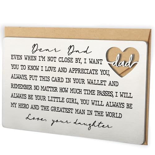 Image of YODOCAMP Dad Appreciation Wallet Card, Thank You Gift from Daughter, Encouragement Greeting Card for Father, Everyday Reminder of Love and Gratitude, Pocket Card QBK16