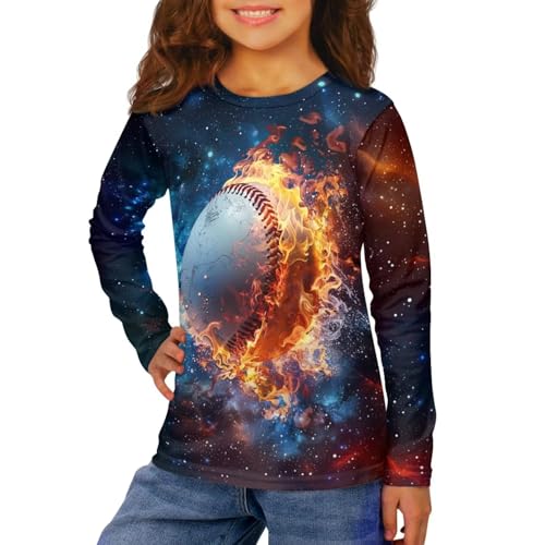 Xpyiqun T Shirts Size 3-16 Years Long Sleeve Graphic Tees for Boys Crewneck Gym Active Tshirts Sportswear Basic Shirt3