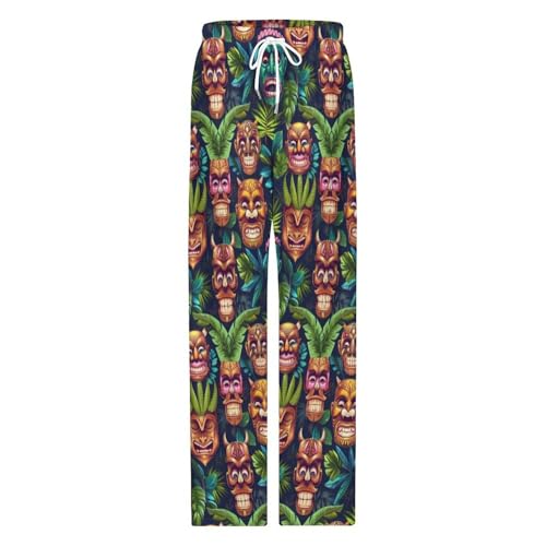Hawaiian Tiki Masks Tropical Mens Pajama Pants Lounge Pants With Pocket Sleep Pants Loungewear Bottoms3