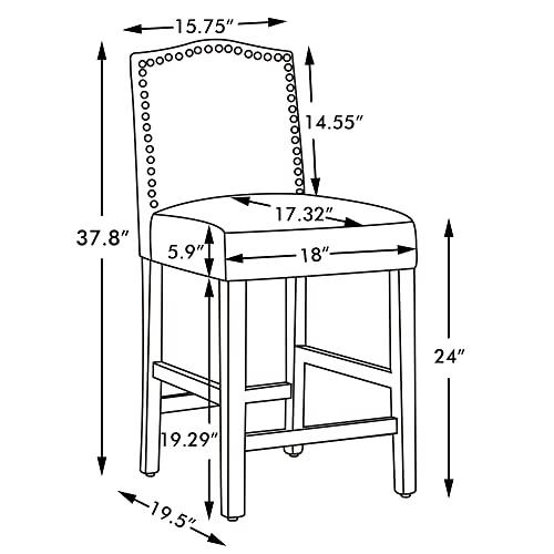 Gotminsi Bar Stools 24 Inches Upholstered Barstool Beige Counter Height Barstool With Antique Gold Nail Heads Solid Wood Set Of 2 Bar Chairs #TOP2