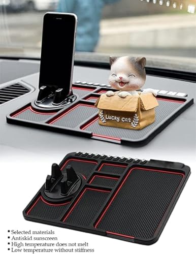 Image of Car Dashboard Anti-Slip with Mobile Phone Holder and Number Display Strip, Multi-Compartment Dashboard Organizer Pad (Car Phone Holder Mat)
