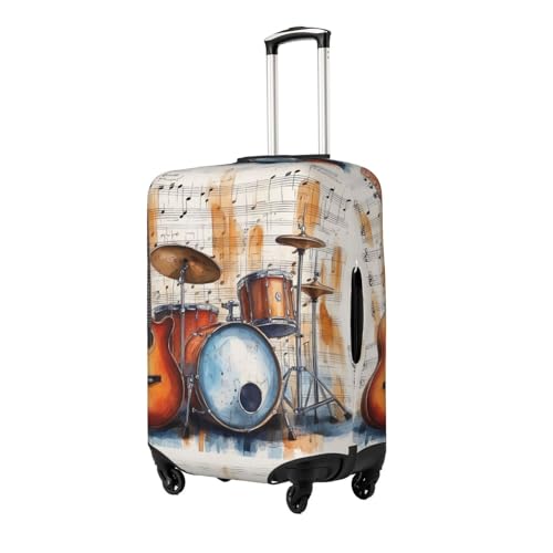 Guitar Drum Musical Notes Musical Instrument Luggage Cover Suitcase Cover Protector Travel Suitcase Cover2