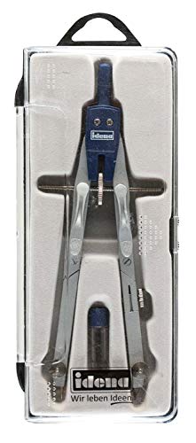 Idena 20063 - Schnellverstellzirkel im Etui, inklusive Ersatzminen in Schutzhülse, Silber/Blau, 1 Etui