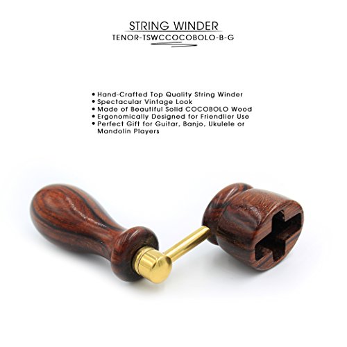 "COCOBOLO" Handcrafted Wooden Guitar String Winder by Tenor. Designed For Classical, Flamenco, Acoustic, Electric Guitars and Ukuleles. Made Of Solid Handpicked COCOBOLO Wood. Beautiful Vintage Look.