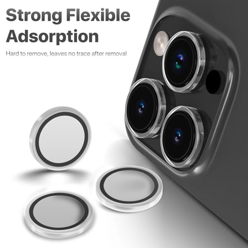 Image of GRIPP 3in1 Focal Camera Lens Protector for iPhone 16 Pro, iPhone 16 Pro Max / 17 Pro / 17 Pro Max / 15 Pro / 15 Pro Max, Transparent Ring, Ultra-Clear HD Glass, Easy Install - Transparent