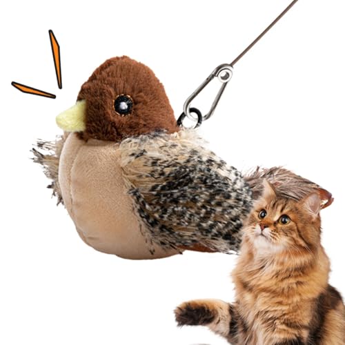 Interactive Cat Toys, Twittering Cat Toy | Cat Exercise Toys with 6 Animal Sounds - Touch Activated Animal Toy, Satisfy Hunt Cat's Natural Desire