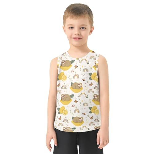 Boys' Tank Top Shirt Sloth Lemon Rainbow Pattern Sleeveless T-Shirts2
