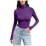 Figdews Tunika Damen,Rollkragenshirt Langarm High Neck Top Thermo Oberteil Basic Thermoshirt Winter, S-5XL