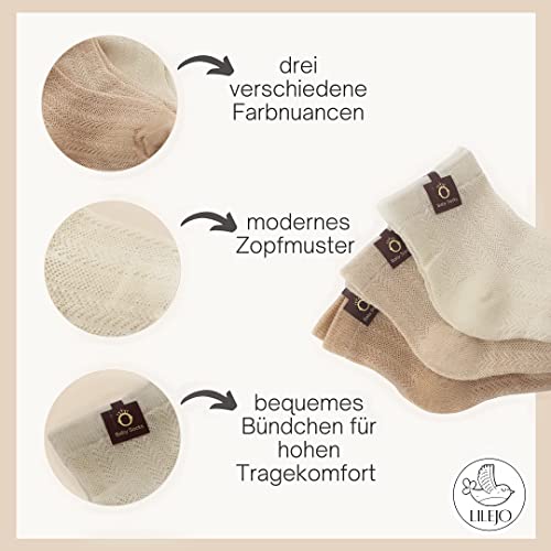 LILEJO Baby Geschenk zur Geburt, Geschenkset für werdende Eltern, Mütze, Halstuch und Socken für Mädchen und Junge aus Bio-Baumwolle, Beige - Image 7