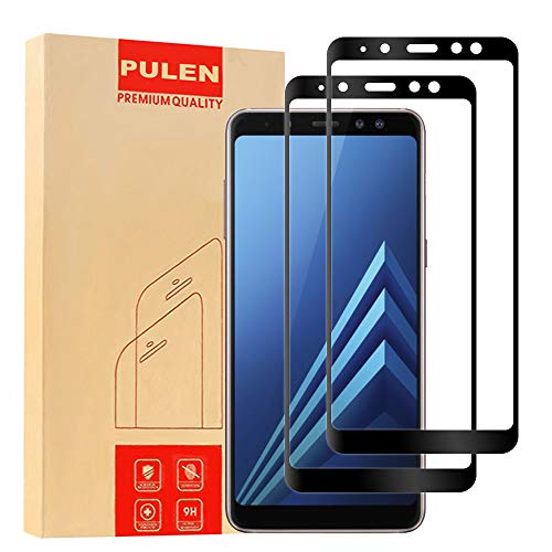 [2-Pack] Pulen Screen Protector for Samsung Galaxy A8+ 2018,HD Anti-fingerprints Anti-Scratch Bubble Free 9H Hardness Tempered Glass for Galaxy A8 Plus 2018 (Black)