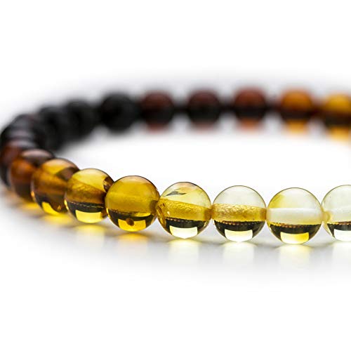 Image of Amber Culture Amber Stretch Bracelet - Handmade 5mm Beads 100% Baltic Natural Baltic Amber Stone - Unisex with Gift Box Multiple Colors