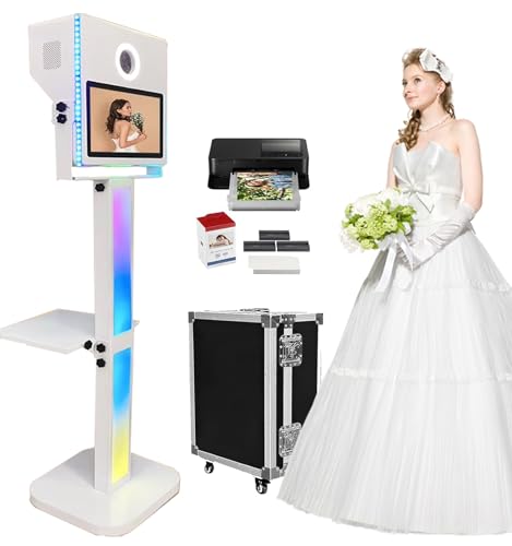 Portable Photo Booth with Printer Mirror Photo Booth 15.6 inch Touch Screen Selfie Photobooth