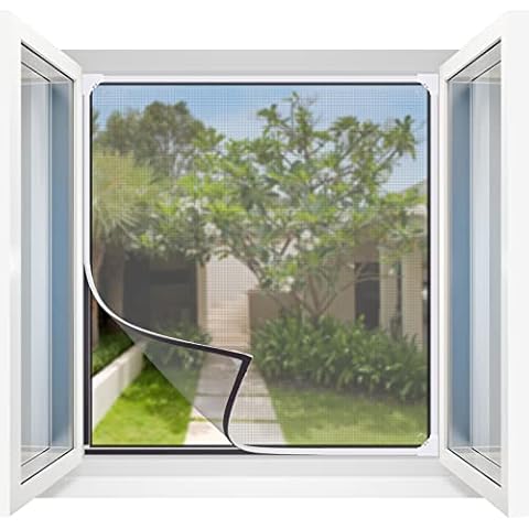 Fly Screen Window Magnet, Scissor Fly Screen for Windows Max Size 130 x 150 cm, Fibreglass Net, Easy Installation, Prevents Insects / Flies / Mosquitoes into the Room Cover