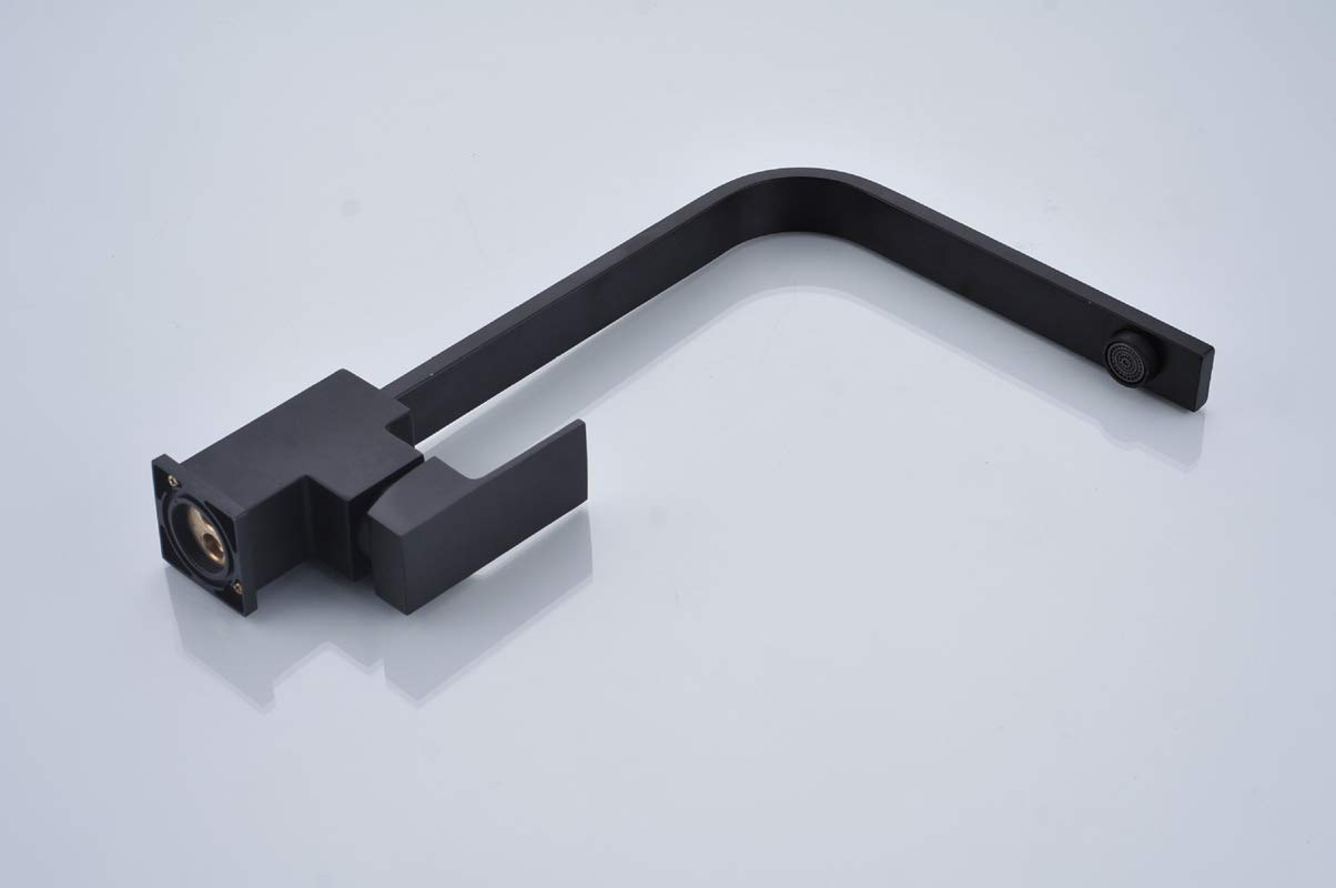 Rubinetto per lavello da Cucina Moderno Miscelatore monocomando per lavabo Girevole in Ottone monoforo Rubinetto per Acqua Calda e Fredda Nero