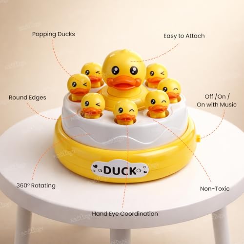 Image of Zest 4 Toyz Bouncing Duck Catch Game with Nets Interactive Jumping Duck Toy Rotating Board Game Family Fun Toddler Development Toy for Girls and Boys
