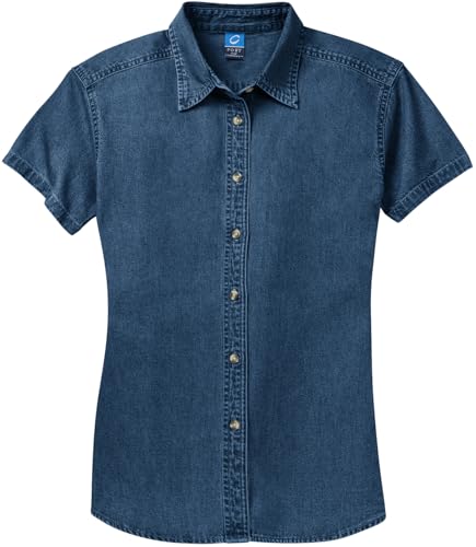 Port & Company Women's Short Sleeve Value Denim Shirt-LSP114