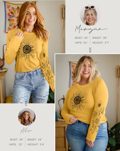 Flafens Long Sleeve T Shirts for Women - Crewneck Womens Graphic Tees Cotton Cute Cool Tshirts Teens Girls Girly4